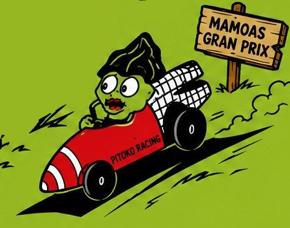 Ilustración de una llapra en un coche de carreras